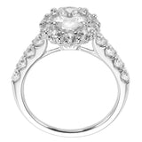 Artcarved Bridal Semi-Mounted with Side Stones Classic Halo Engagement Ring Wynona 14K White Gold