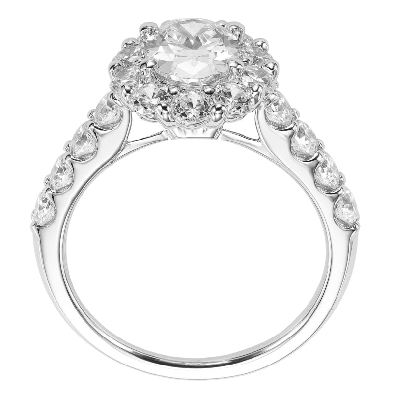 Artcarved Bridal Semi-Mounted with Side Stones Classic Halo Engagement Ring Wynona 14K White Gold