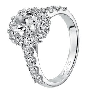 Artcarved Bridal Semi-Mounted with Side Stones Classic Halo Engagement Ring Wynona 14K White Gold