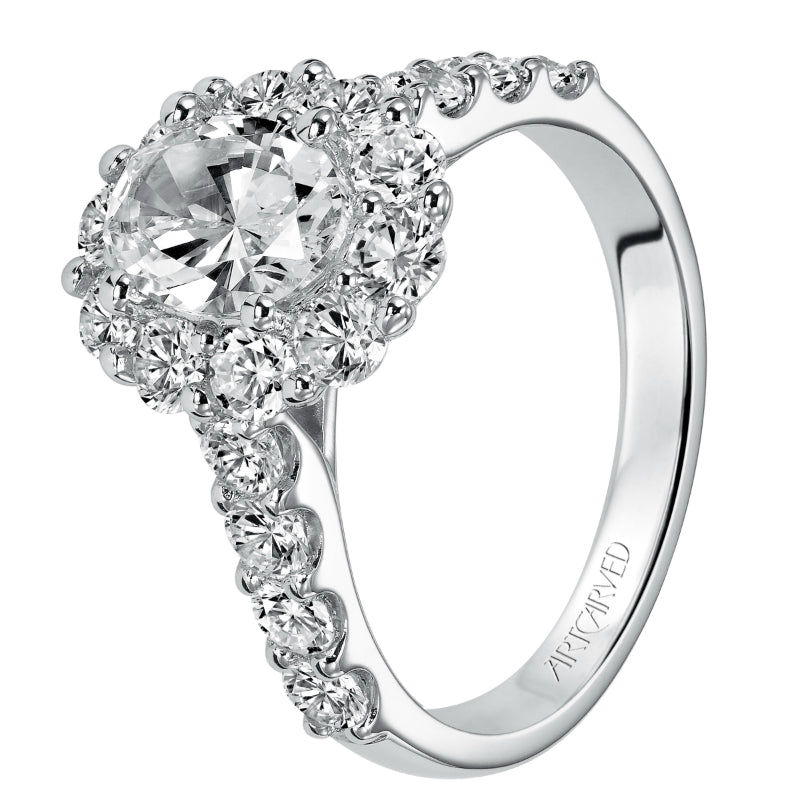 Artcarved Bridal Mounted with CZ Center Classic Halo Engagement Ring Wynona 14K White Gold