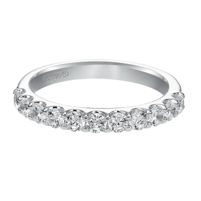 Artcarved Bridal Mounted with Side Stones Classic Halo Diamond Wedding Band Wynona 14K White Gold