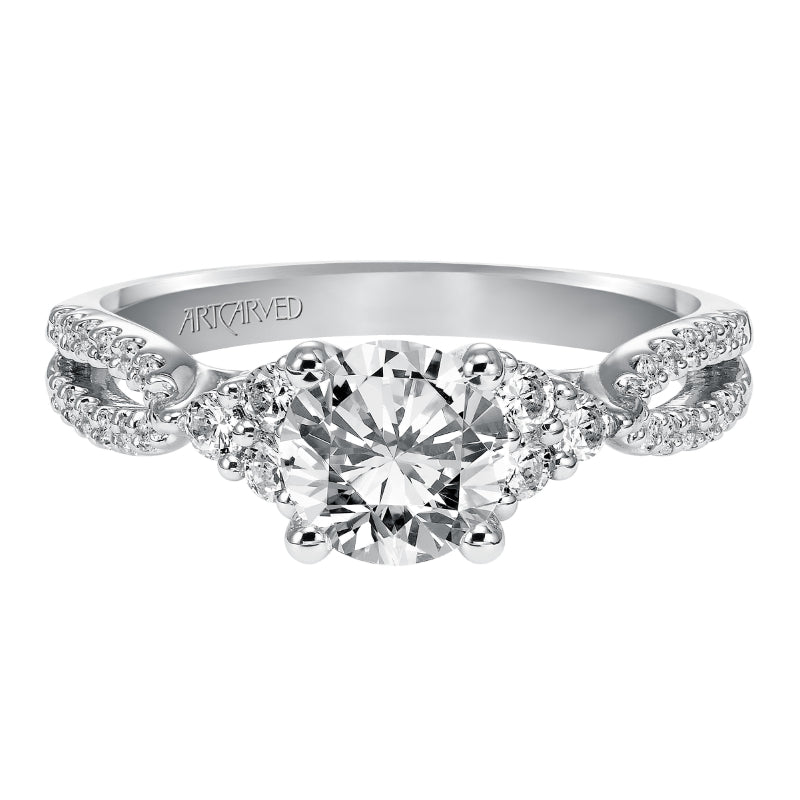 Artcarved Bridal Semi-Mounted with Side Stones Classic 7-Stone Engagement Ring Iris 14K White Gold