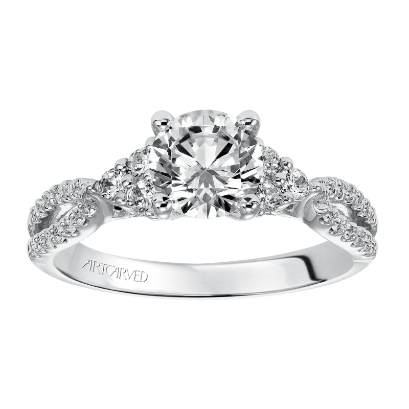 Artcarved Bridal Semi-Mounted with Side Stones Classic 7-Stone Engagement Ring Iris 14K White Gold