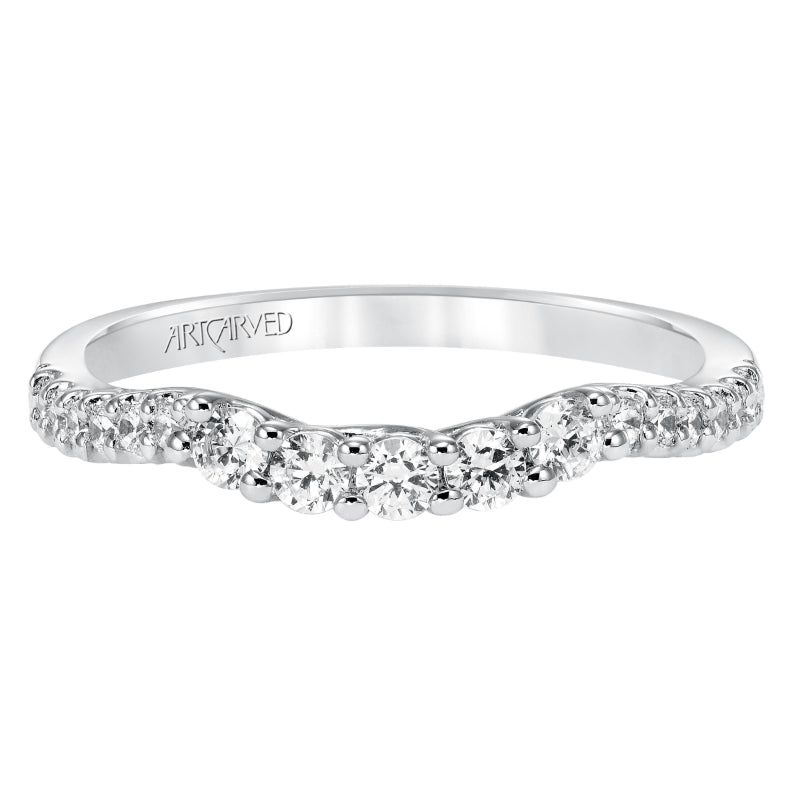 Artcarved Bridal Mounted with Side Stones Classic Diamond Wedding Band Iris 14K White Gold