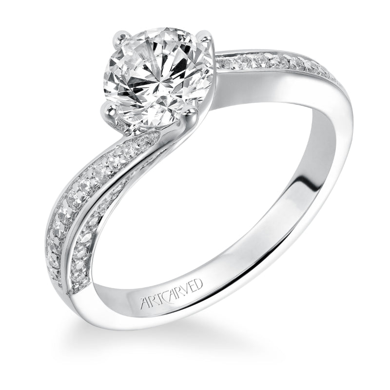 Artcarved Bridal Mounted with CZ Center Contemporary Engagement Ring Ellie 14K White Gold