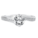 Artcarved Bridal Semi-Mounted with Side Stones Contemporary Engagement Ring Ellie 14K White Gold