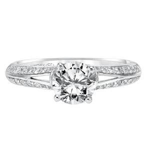 Artcarved Bridal Semi-Mounted with Side Stones Contemporary Engagement Ring Charly 14K White Gold