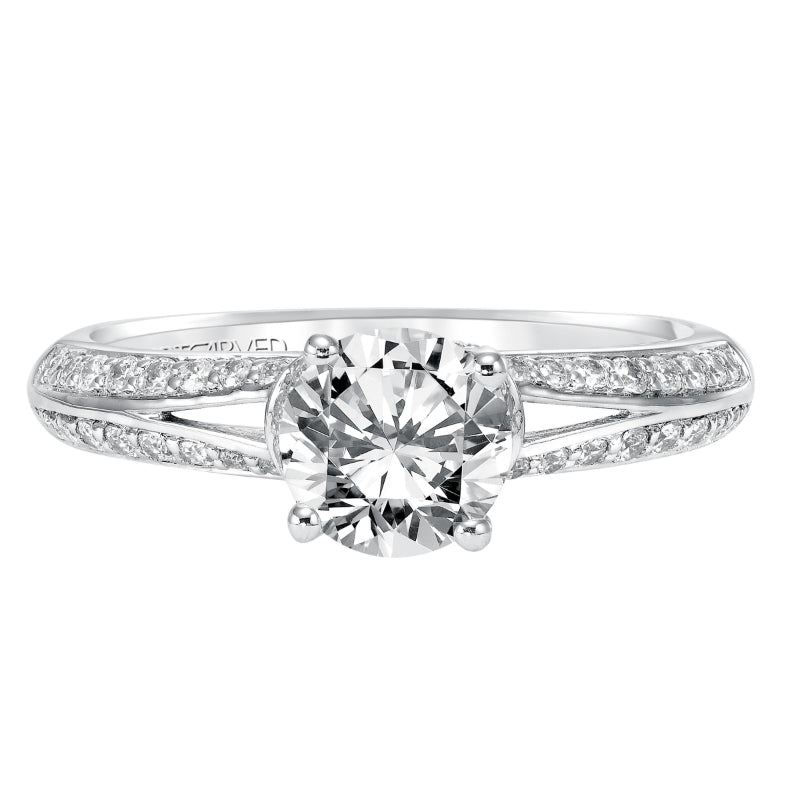 Artcarved Bridal Mounted with CZ Center Contemporary Engagement Ring Charly 14K White Gold