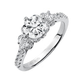 Artcarved Bridal Mounted with CZ Center Contemporary 3-Stone Engagement Ring Cindy 14K White Gold