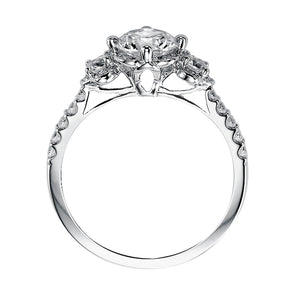 Artcarved Bridal Semi-Mounted with Side Stones Contemporary 3-Stone Engagement Ring Cindy 14K White Gold