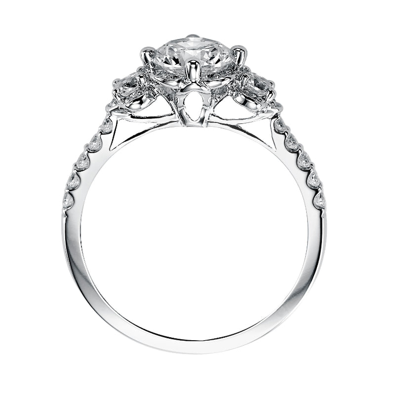 Artcarved Bridal Mounted with CZ Center Contemporary 3-Stone Engagement Ring Cindy 14K White Gold