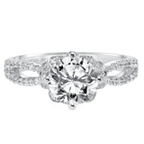 Artcarved Bridal Semi-Mounted with Side Stones Contemporary Floral Diamond Engagement Ring Phoebe 14K White Gold