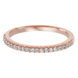 Artcarved Bridal Mounted with Side Stones Contemporary Floral Diamond Wedding Band Phoebe 14K Rose Gold