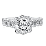 Artcarved Bridal Semi-Mounted with Side Stones Contemporary Halo Engagement Ring Noelle 14K White Gold