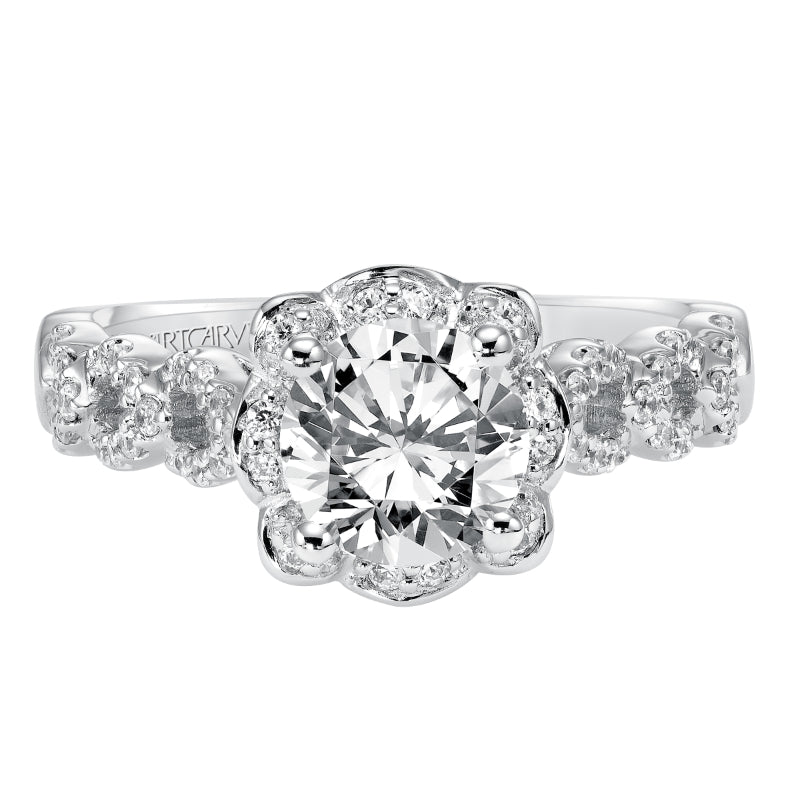 Artcarved Bridal Mounted with CZ Center Contemporary Halo Engagement Ring Noelle 14K White Gold