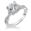 Artcarved Bridal Mounted with CZ Center Contemporary Floral Diamond Engagement Ring Leslie 14K White Gold