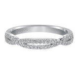 Artcarved Bridal Mounted with Side Stones Contemporary Floral Diamond Wedding Band Leslie 14K White Gold