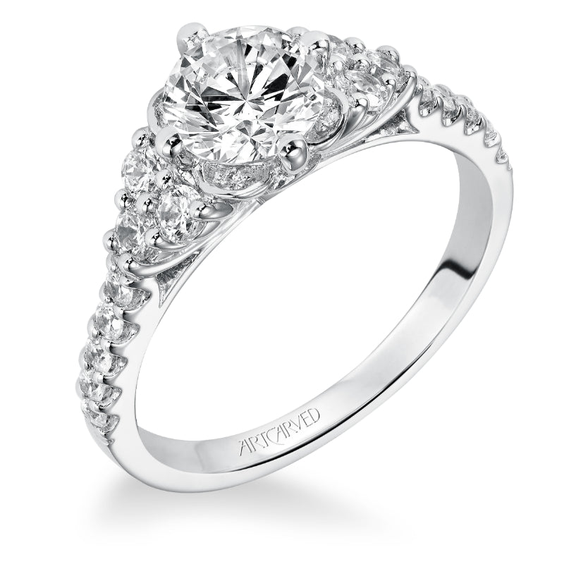 Artcarved Bridal Mounted with CZ Center Contemporary Halo Engagement Ring Heidi 14K White Gold