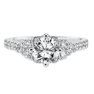 Artcarved Bridal Semi-Mounted with Side Stones Contemporary Halo Engagement Ring Heidi 14K White Gold