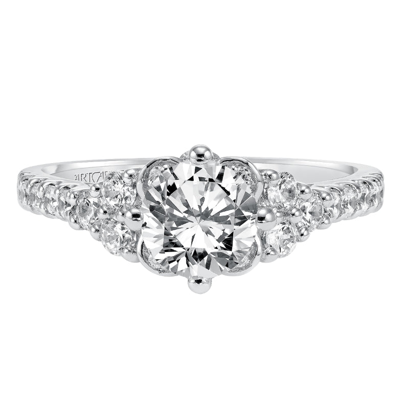 Artcarved Bridal Mounted with CZ Center Contemporary Halo Engagement Ring Heidi 14K White Gold