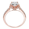 Artcarved Bridal Mounted with CZ Center Contemporary Floral Halo Engagement Ring Skyler 14K Rose Gold