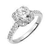 Artcarved Bridal Mounted with CZ Center Contemporary Floral Halo Engagement Ring Skyler 14K White Gold