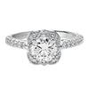 Artcarved Bridal Mounted with CZ Center Contemporary Floral Halo Engagement Ring Skyler 14K White Gold