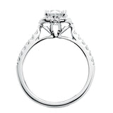 Artcarved Bridal Semi-Mounted with Side Stones Contemporary Floral Halo Engagement Ring Skyler 14K White Gold