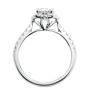 Artcarved Bridal Semi-Mounted with Side Stones Contemporary Floral Halo Engagement Ring Skyler 14K White Gold