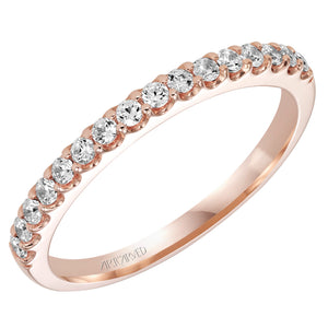 Artcarved Bridal Mounted with Side Stones Contemporary Floral Halo Engagement Ring Skyler 14K Rose Gold