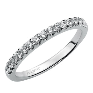 Artcarved Bridal Mounted with Side Stones Contemporary Floral Halo Engagement Ring Skyler 14K White Gold