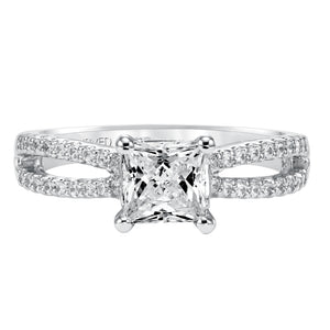 Artcarved Bridal Semi-Mounted with Side Stones Contemporary Engagement Ring Melanie 14K White Gold