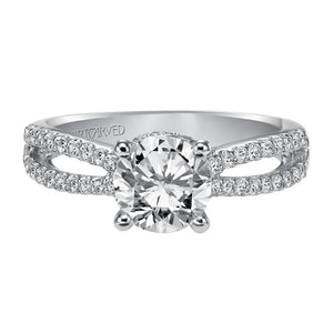 Artcarved Bridal Semi-Mounted with Side Stones Contemporary Engagement Ring Melanie 14K White Gold