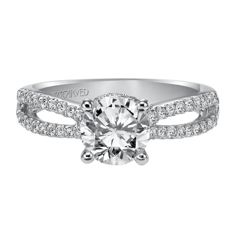 Artcarved Bridal Mounted with CZ Center Contemporary Engagement Ring Melanie 14K White Gold