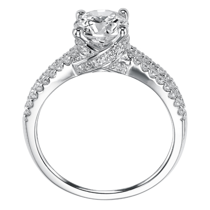 Artcarved Bridal Semi-Mounted with Side Stones Contemporary Engagement Ring Melanie 14K White Gold