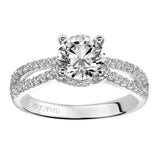 Artcarved Bridal Semi-Mounted with Side Stones Contemporary Engagement Ring Melanie 14K White Gold