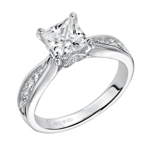 Artcarved Bridal Mounted with CZ Center Classic Engagement Ring Blythe 14K White Gold