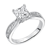 Artcarved Bridal Semi-Mounted with Side Stones Classic Engagement Ring Blythe 14K White Gold