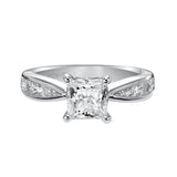 Artcarved Bridal Semi-Mounted with Side Stones Classic Engagement Ring Blythe 14K White Gold