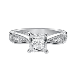 Artcarved Bridal Mounted with CZ Center Classic Engagement Ring Blythe 14K White Gold