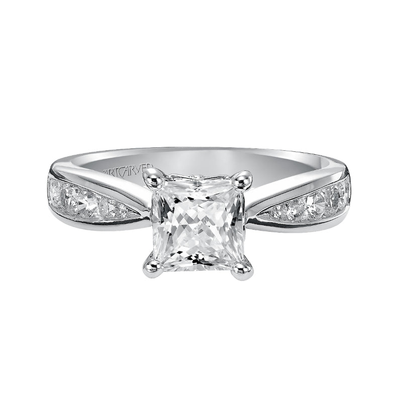 Artcarved Bridal Mounted with CZ Center Classic Engagement Ring Blythe 14K White Gold