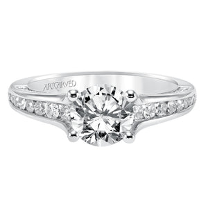 Artcarved Bridal Mounted with CZ Center Contemporary Engagement Ring Bethany 14K White Gold