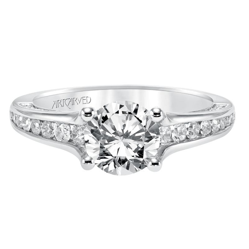 Artcarved Bridal Mounted with CZ Center Contemporary Engagement Ring Bethany 14K White Gold