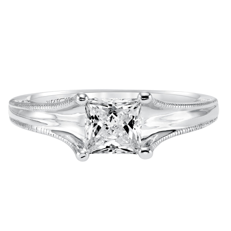 Artcarved Bridal Semi-Mounted with Side Stones Contemporary Engagement Ring Blake 14K White Gold