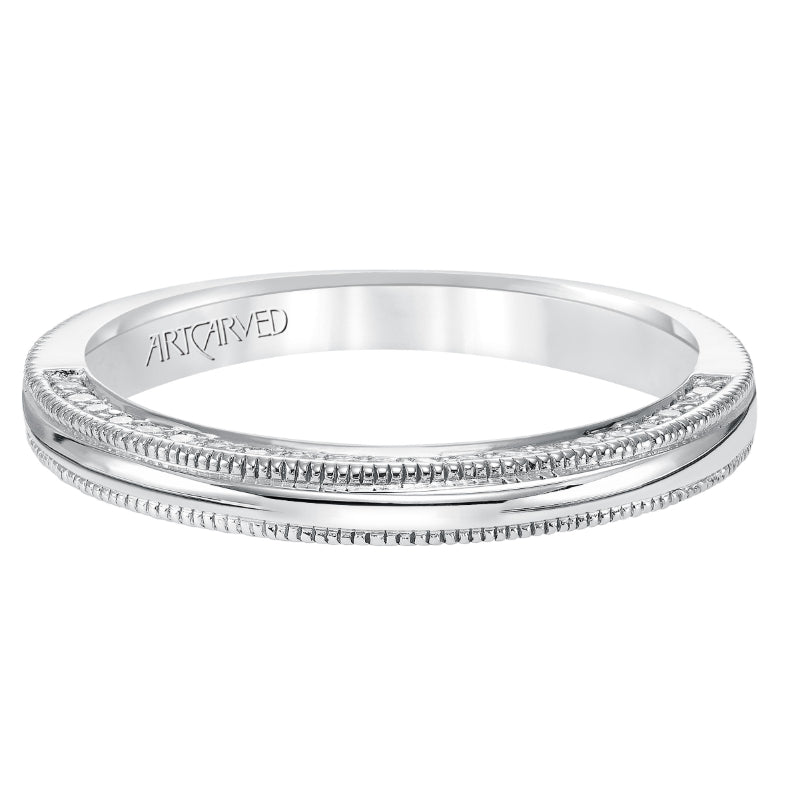 Artcarved Bridal Mounted with Side Stones Contemporary Diamond Wedding Band Blake 14K White Gold