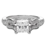 Artcarved Bridal Semi-Mounted with Side Stones Vintage Engagement Ring Candance 14K White Gold