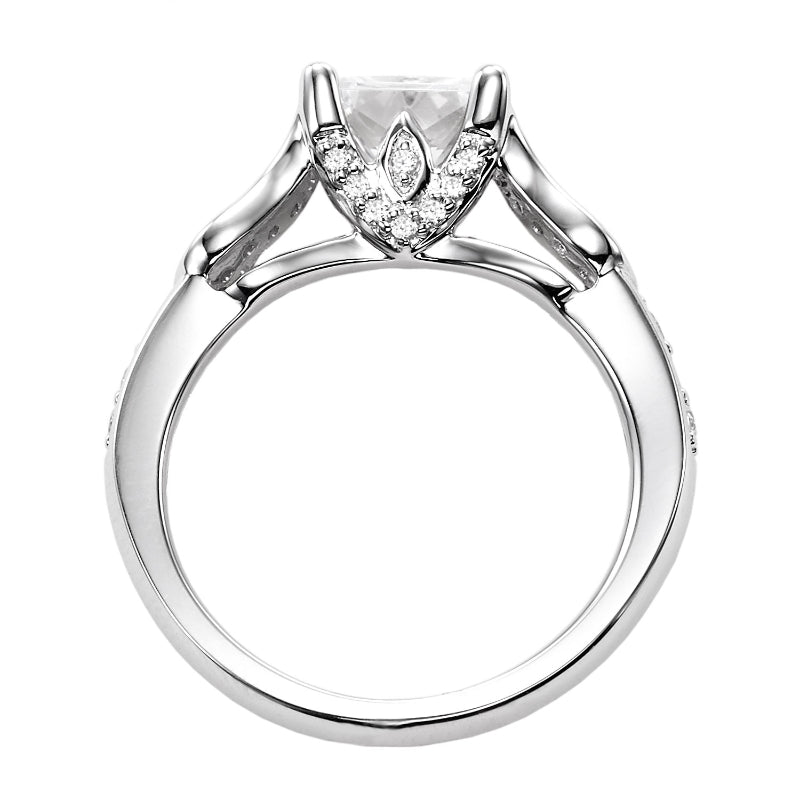 Artcarved Bridal Semi-Mounted with Side Stones Vintage Engagement Ring Candance 14K White Gold