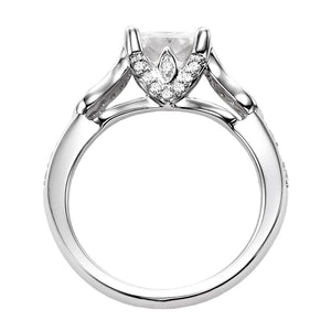 Artcarved Bridal Semi-Mounted with Side Stones Vintage Engagement Ring Candance 14K White Gold