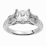 Artcarved Bridal Semi-Mounted with Side Stones Vintage Engagement Ring Candance 14K White Gold