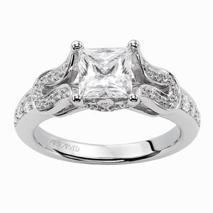 Artcarved Bridal Mounted with CZ Center Vintage Engagement Ring Candance 14K White Gold